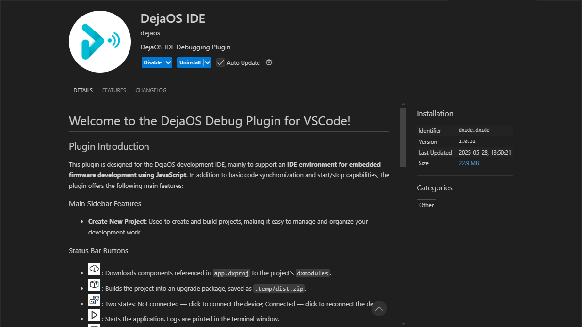 DejaOS IDE Extension UI