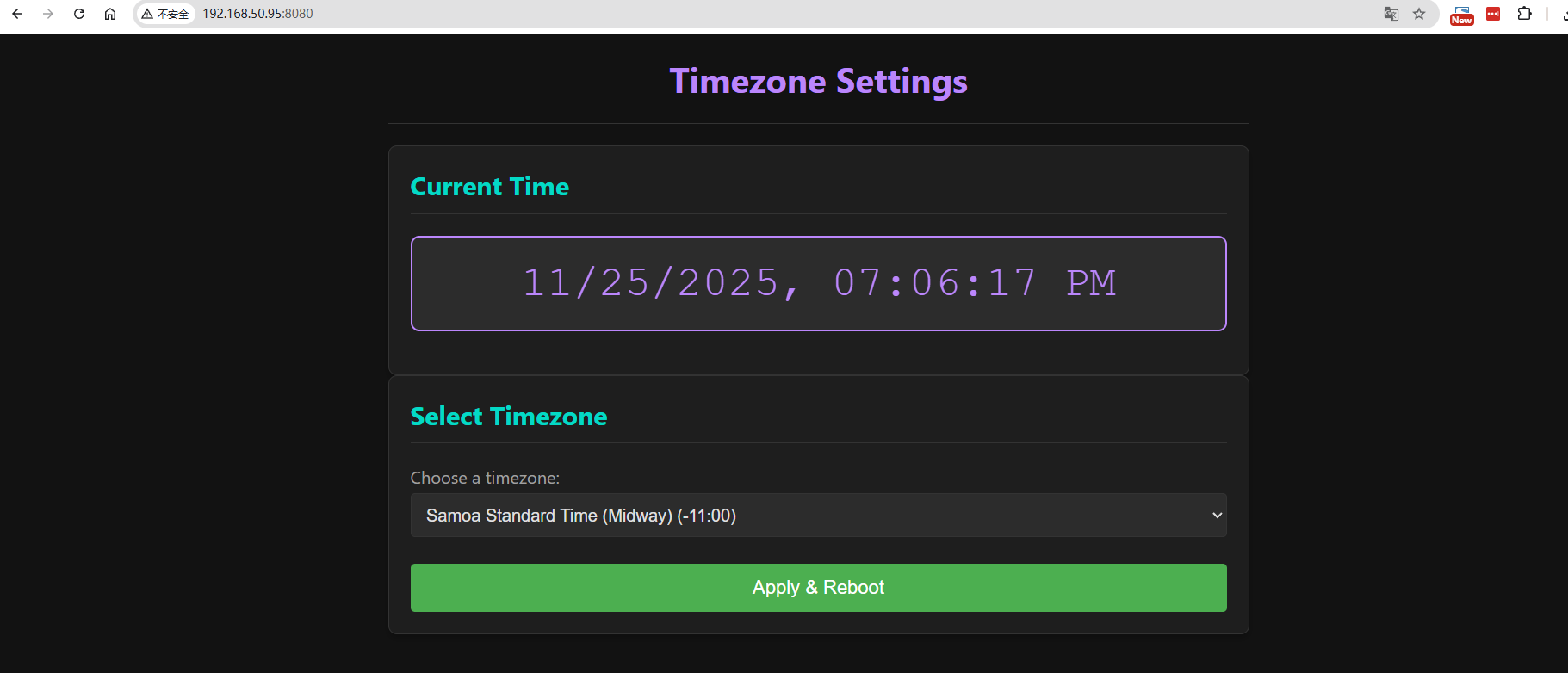 Timezone Settings Demo